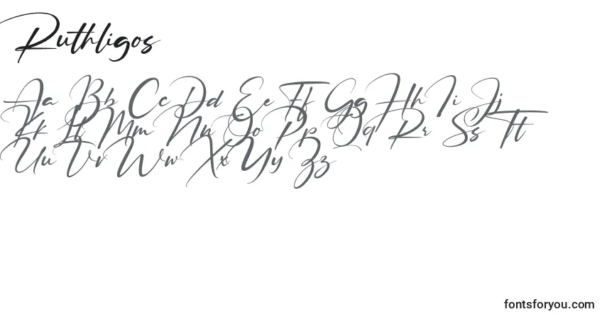 Schriftart Ruthligos – Alphabet, Zahlen, spezielle Symbole