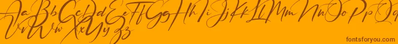 Ruthligos-Schriftart – Braune Schriften auf orangefarbenem Hintergrund