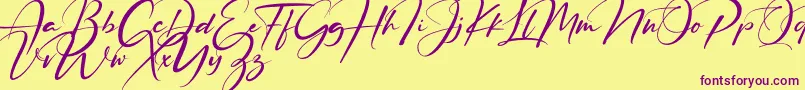 Ruthligos-Schriftart – Violette Schriften auf gelbem Hintergrund