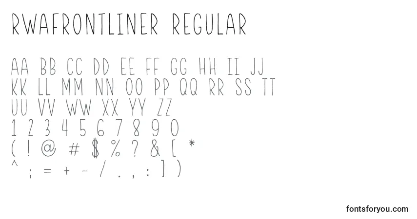Schriftart RWAFrontliner Regular – Alphabet, Zahlen, spezielle Symbole