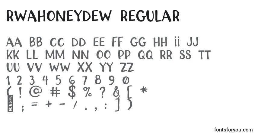 Czcionka RWAHoneydew Regular – alfabet, cyfry, specjalne znaki