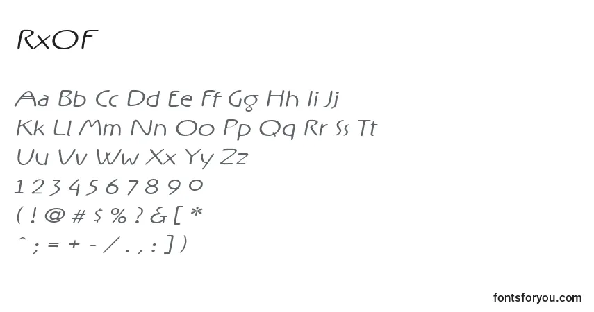 A fonte RxOF   (139383) – alfabeto, números, caracteres especiais