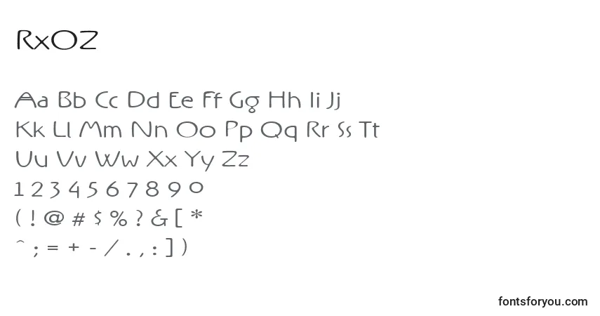 A fonte RxOZ   (139385) – alfabeto, números, caracteres especiais