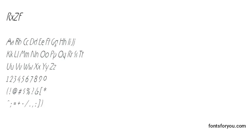 Шрифт RxZF   (139386) – алфавит, цифры, специальные символы