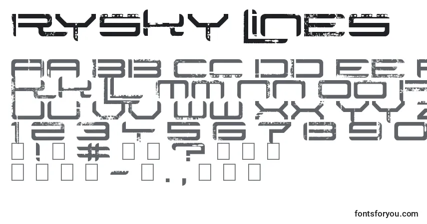 Schriftart Rysky Lines – Alphabet, Zahlen, spezielle Symbole