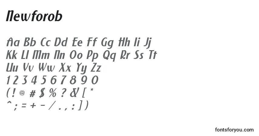 Fuente Newforob - alfabeto, números, caracteres especiales