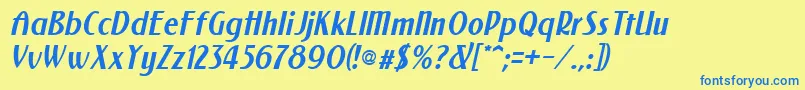 Newforob Font – Blue Fonts on Yellow Background