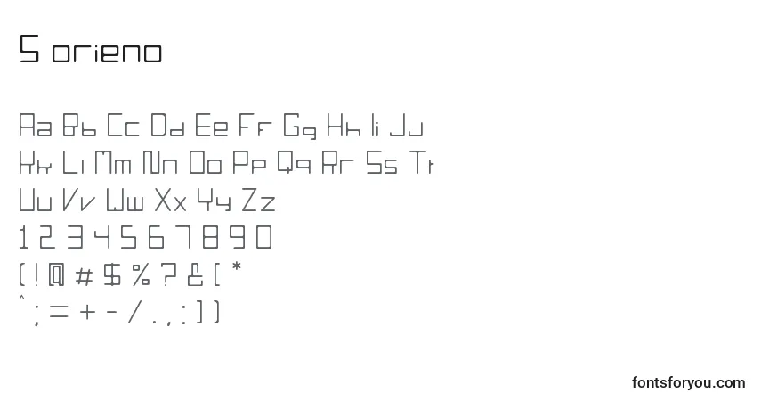Schriftart S orieno – Alphabet, Zahlen, spezielle Symbole