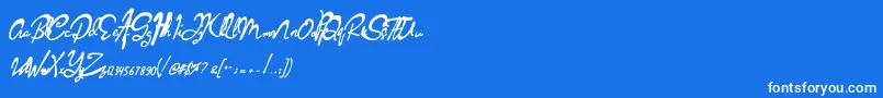 Sabareh Semi Bold italic-Schriftart – Weiße Schriften auf blauem Hintergrund