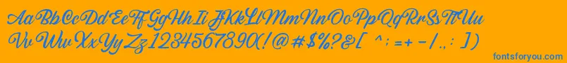 Sabatons Script DEMO-Schriftart – Blaue Schriften auf orangefarbenem Hintergrund