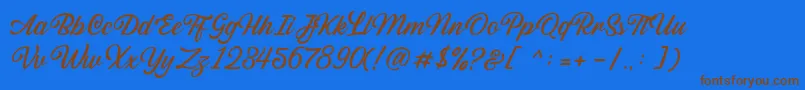 Sabatons Script DEMO-fontti – ruskeat fontit sinisellä taustalla