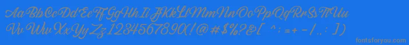 Sabatons Script DEMO-fontti – harmaat kirjasimet sinisellä taustalla
