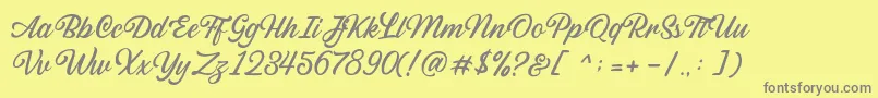 Sabatons Script DEMO-fontti – harmaat kirjasimet keltaisella taustalla
