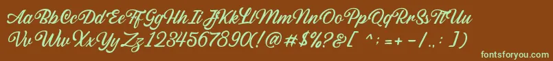 Sabatons Script DEMO Font – Green Fonts on Brown Background