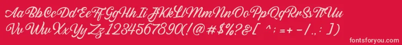 Sabatons Script DEMO-Schriftart – Rosa Schriften auf rotem Hintergrund