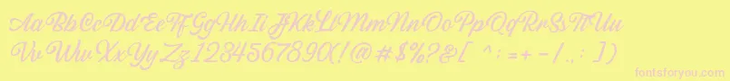 Sabatons Script DEMO-Schriftart – Rosa Schriften auf gelbem Hintergrund