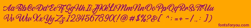 Sabatons Script DEMO-Schriftart – Violette Schriften auf orangefarbenem Hintergrund