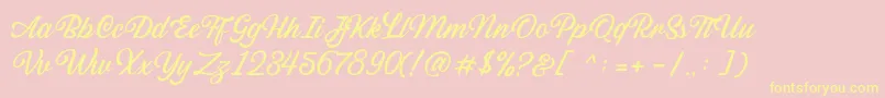 Шрифт Sabatons Script DEMO – жёлтые шрифты на розовом фоне