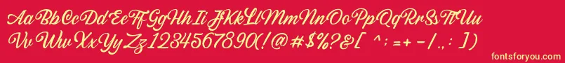 Sabatons Script DEMO Font – Yellow Fonts on Red Background