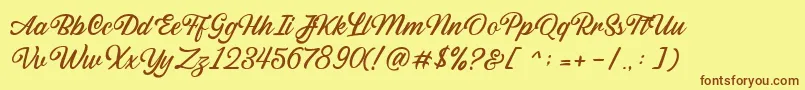 Sabatons Script DEMO Font – Brown Fonts on Yellow Background