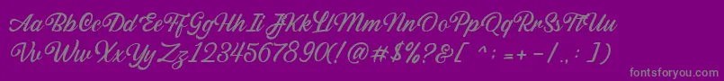 Sabatons Script DEMO-Schriftart – Graue Schriften auf violettem Hintergrund