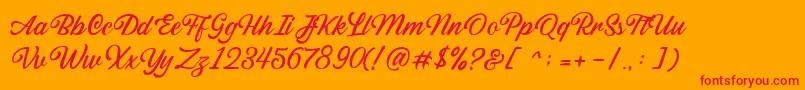 Sabatons Script DEMO-Schriftart – Rote Schriften auf orangefarbenem Hintergrund