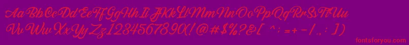 Sabatons Script DEMO Font – Red Fonts on Purple Background