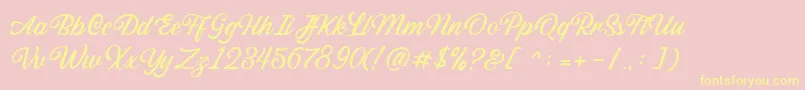 Sabatons Script DEMO-Schriftart – Gelbe Schriften auf rosa Hintergrund