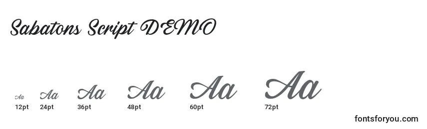 Размеры шрифта Sabatons Script DEMO (139393)