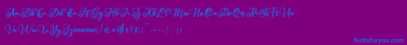 フォントSabena – 紫色の背景に青い文字