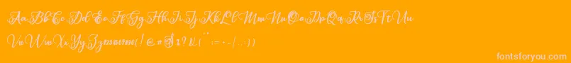 Sabena-Schriftart – Rosa Schriften auf orangefarbenem Hintergrund