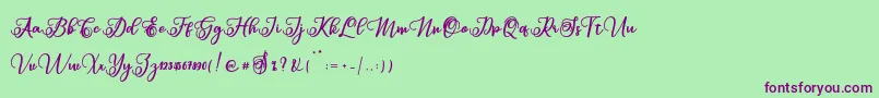 Sabena Font – Purple Fonts on Green Background