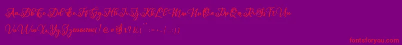 フォントSabena – 紫の背景に赤い文字
