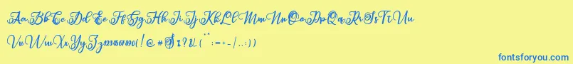 Sabena Font – Blue Fonts on Yellow Background
