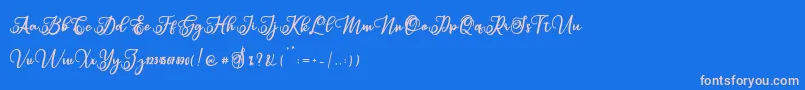 Sabena-Schriftart – Rosa Schriften auf blauem Hintergrund