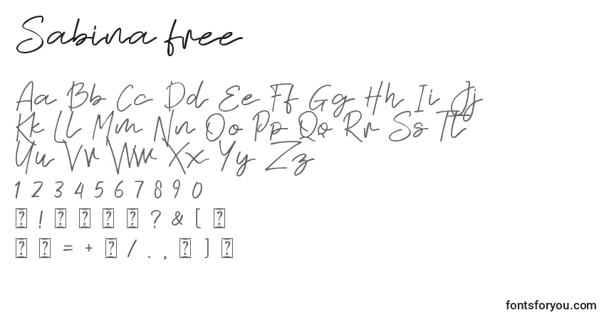 Шрифт Sabina free – алфавит, цифры, специальные символы