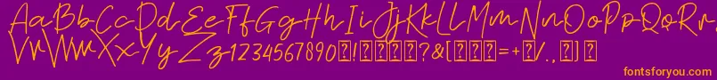 Sabina free-Schriftart – Orangefarbene Schriften auf violettem Hintergrund