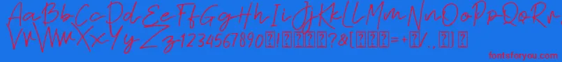 Sabina free-Schriftart – Rote Schriften auf blauem Hintergrund