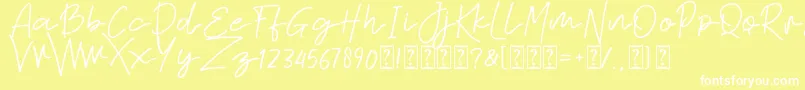 Sabina free-Schriftart – Weiße Schriften auf gelbem Hintergrund
