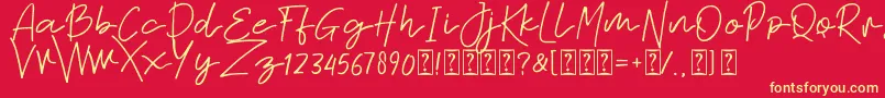 Sabina free-Schriftart – Gelbe Schriften auf rotem Hintergrund