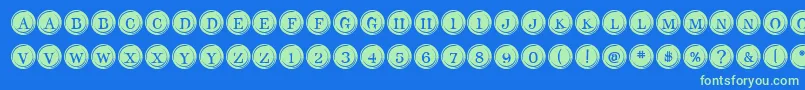 Fonte TypeKeysFilled – fontes verdes em um fundo azul