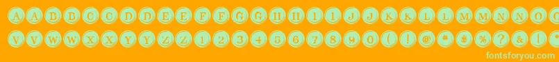 TypeKeysFilled Font – Green Fonts on Orange Background