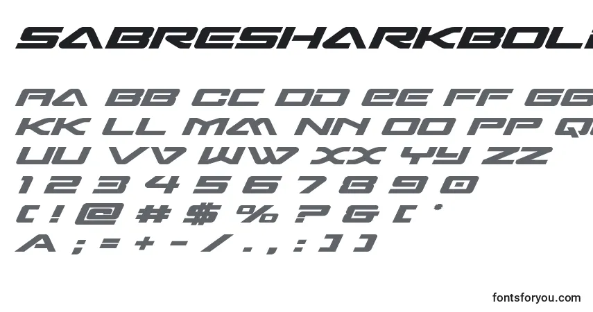 Schriftart Sabresharkboldexpand – Alphabet, Zahlen, spezielle Symbole