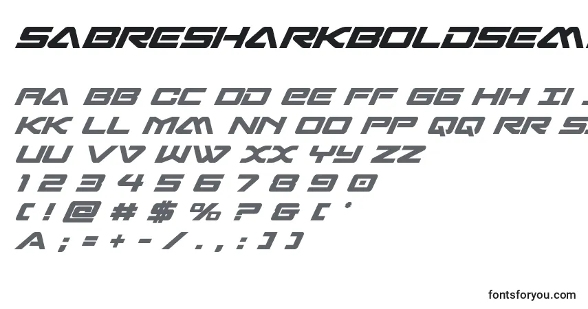 A fonte Sabresharkboldsemicond – alfabeto, números, caracteres especiais