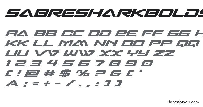 Czcionka Sabresharkboldsemiexpand – alfabet, cyfry, specjalne znaki