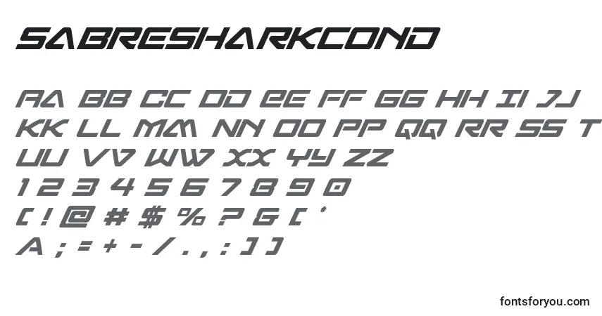 Schriftart Sabresharkcond – Alphabet, Zahlen, spezielle Symbole