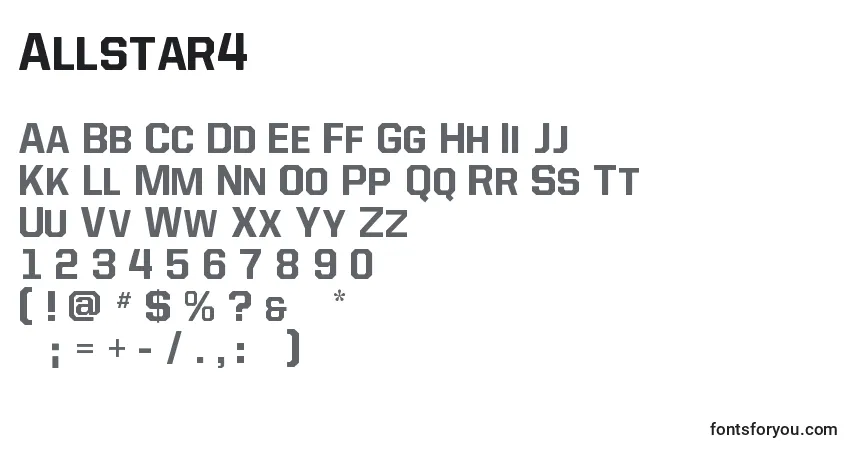 Шрифт Allstar4 – алфавит, цифры, специальные символы