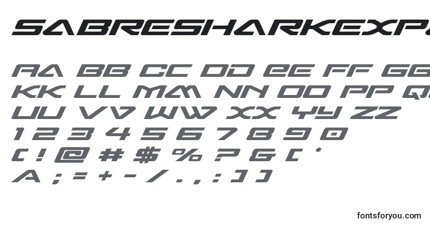 Шрифт Sabresharkexpand – алфавит, цифры, специальные символы