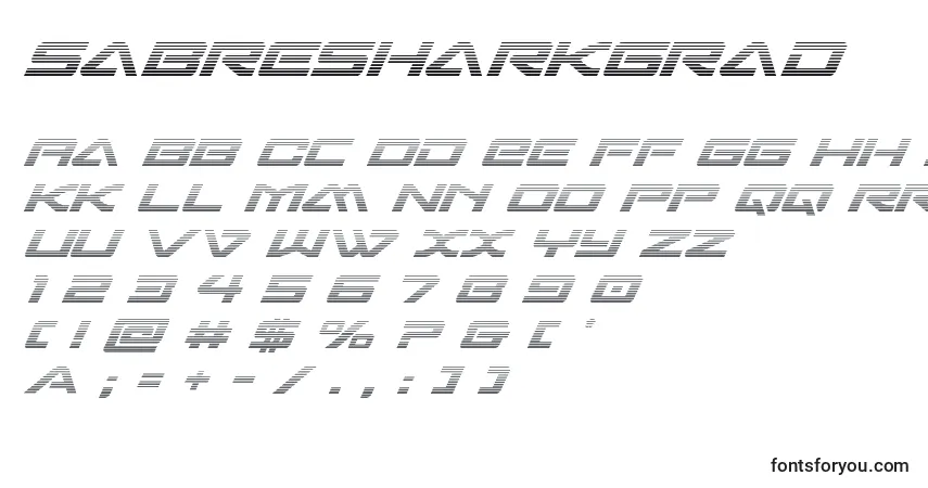 A fonte Sabresharkgrad – alfabeto, números, caracteres especiais