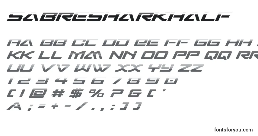 Шрифт Sabresharkhalf – алфавит, цифры, специальные символы